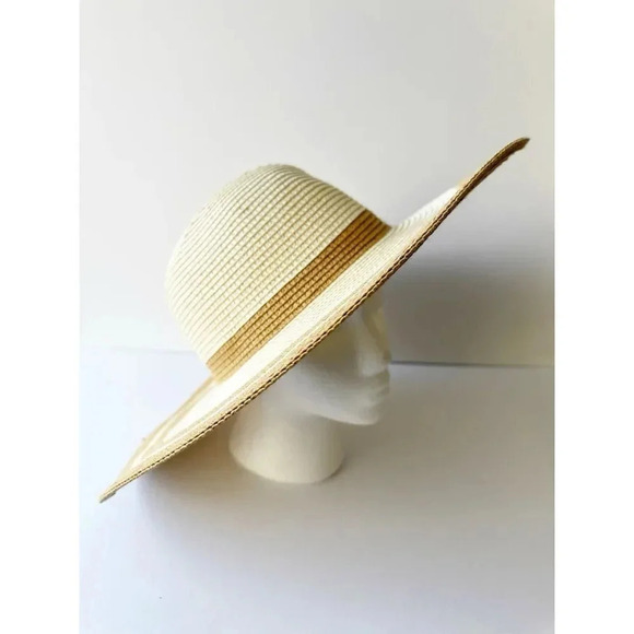 MAGID HATS Wide Brim Two Tone Cream Tan Sun Hat Beach Summer0 - Picture 4 of 5